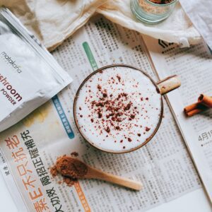 Savor the warm flavors of cinnamon and creamy milk in this irresistible reishi mushroom latte.